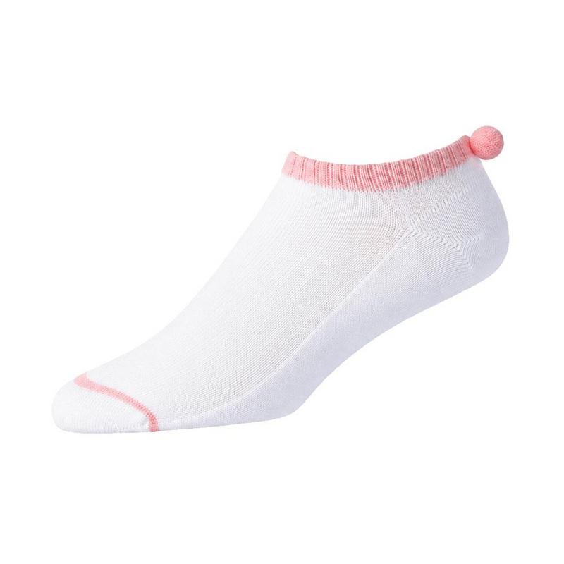 FootJoy Ladies ProDry Pom Pom Golf Socks - White/Pink - main image