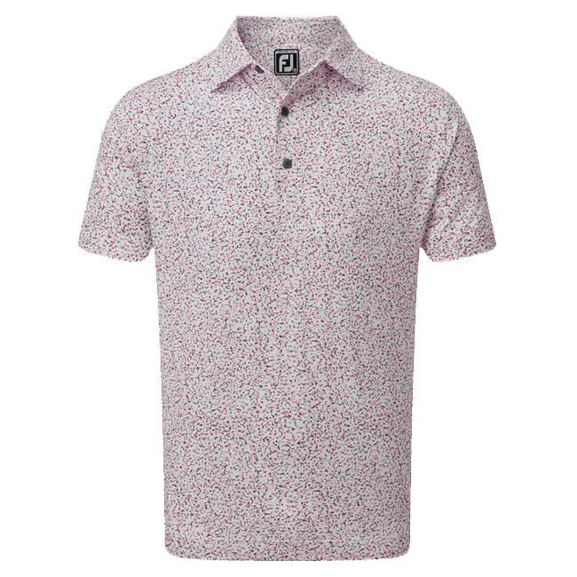 FootJoy Granite Print Lisle Golf Shirt - White/Red - main image