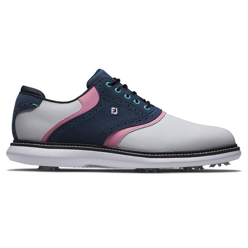 FootJoy Traditions Golf Shoe - White/Navy/Pink - main image