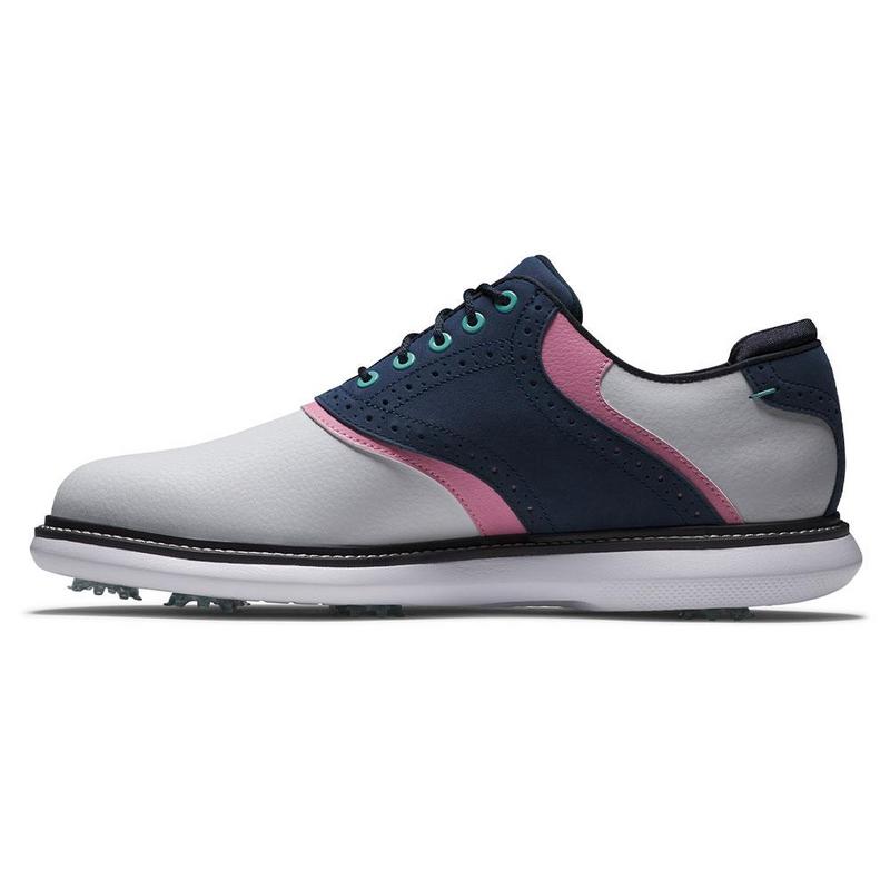 FootJoy Traditions Golf Shoe - White/Navy/Pink - main image