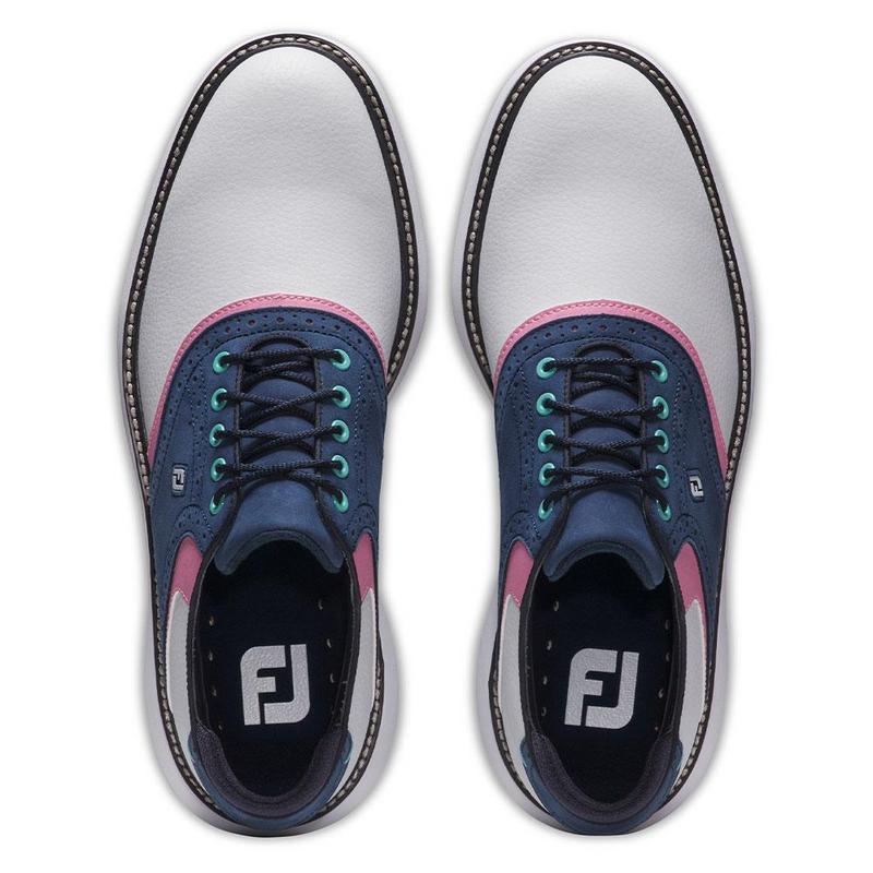 FootJoy Traditions Golf Shoe - White/Navy/Pink - main image