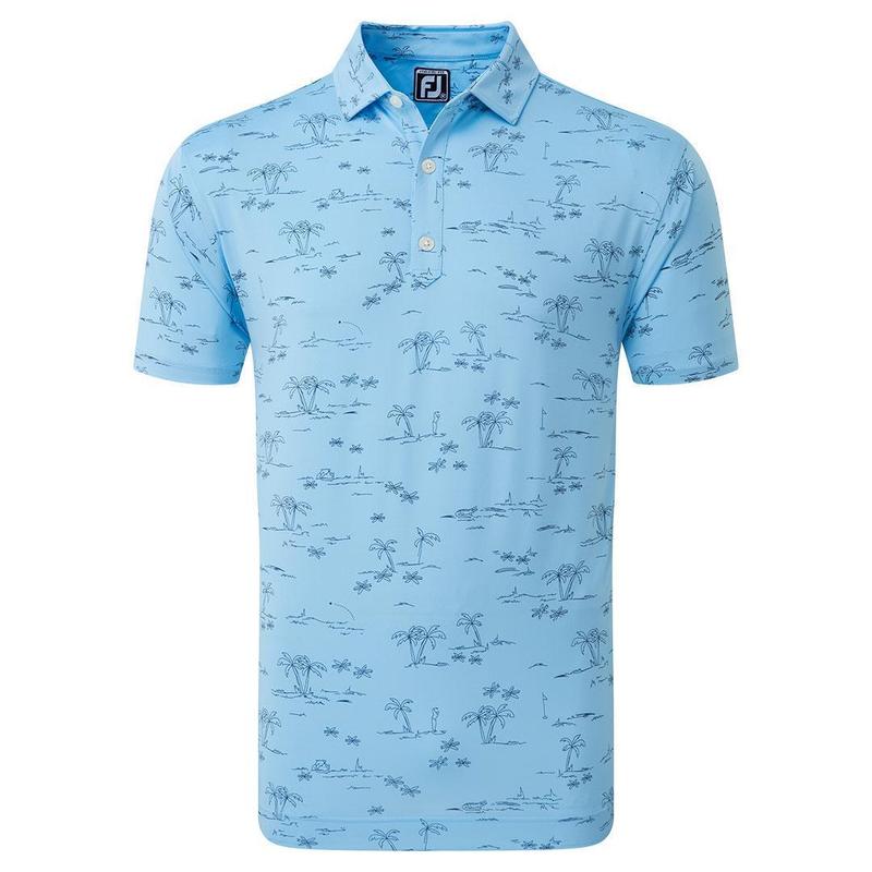 Footjoy Tropic Print Lisle Golf Polo Shirt - Sky Blue - main image