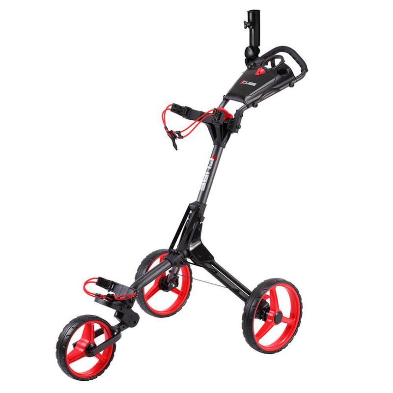 Cube 3-Wheel Golf Push/Pulll Trolley - Charcoal/Red - main image