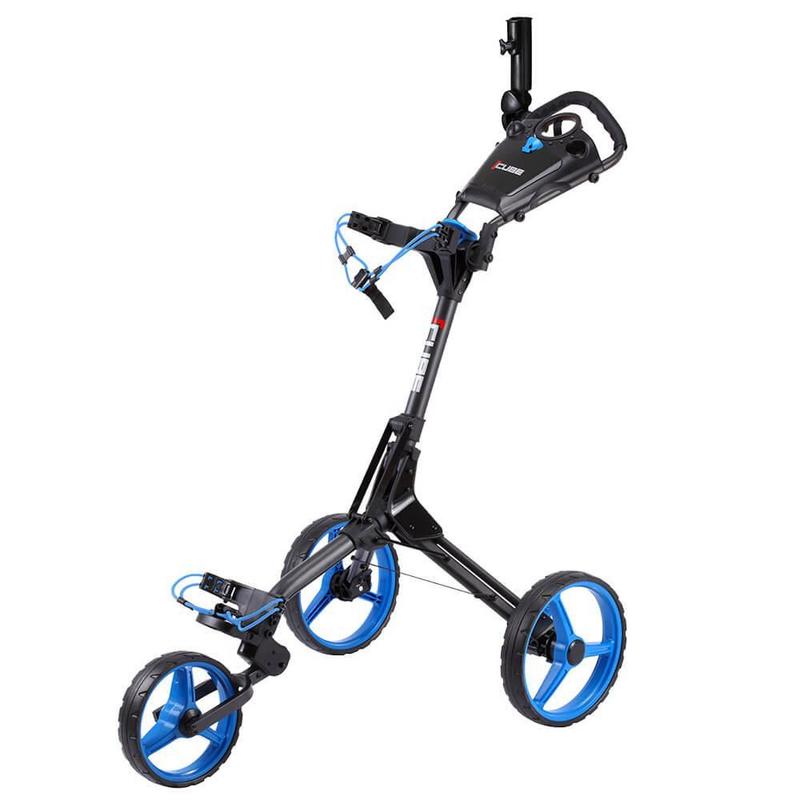 Cube 3-Wheel Golf Push/Pulll Trolley - Charcoal/Blue - main image