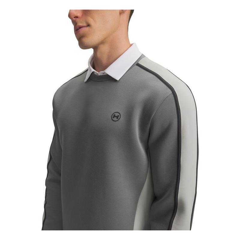 Under Armour UA Drive Crew Neck Golf Midlayer - Clay Green/Titanium/Navy - main image