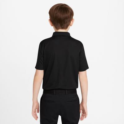 Nike Boys Dri-Fit Victory Solid Golf Polo Shirt - Black/White - thumbnail image 2