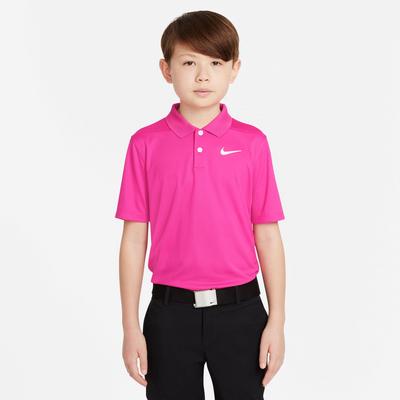 Nike Boys Dri-Fit Victory Solid Golf Polo Shirt - Pink/White - thumbnail image 1