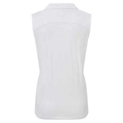 FootJoy Womens Mesh Back Sleeveless Lisle Golf Polo Shirt - White - thumbnail image 2