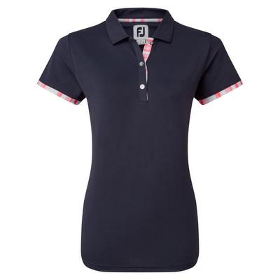 FootJoy Womens Watercolour Trim Pique Golf Polo Shirt - Navy - thumbnail image 1