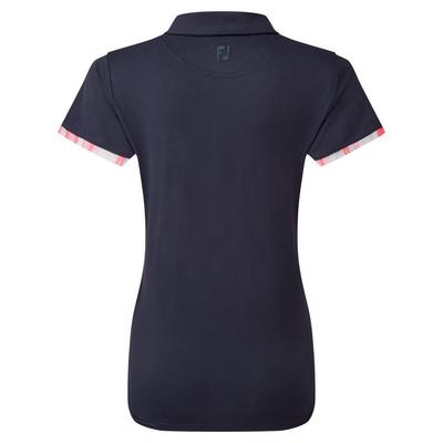 FootJoy Womens Watercolour Trim Pique Golf Polo Shirt - Navy - thumbnail image 2