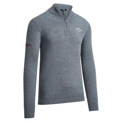 Callaway 1/4 Zip Merino Wool Tour Logo Golf Sweater - Grey - thumbnail image 1