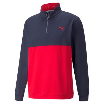 Puma Gamer Colourblock 1/4 Zip Golf Sweater - Navy Blazer/Ski Patrol