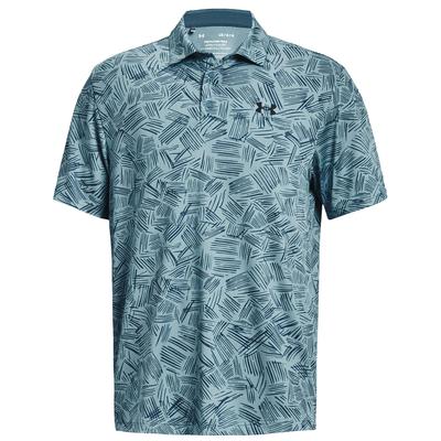 Under Armour Playoff 3.0 Printed Golf Polo Shirt - Still Water - thumbnail image 1