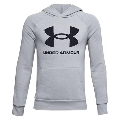 Under Armour Boys Rival Fleece Big Logo Golf Hoodie - Mod Grey - thumbnail image 1