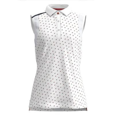 Forelson Buckland Ladies Button Sleeveless Polo Shirt - White - thumbnail image 1