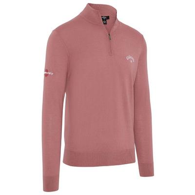 Callaway 1/4 Zip Merino Wool Tour Logo Golf Sweater - Mesa Rose