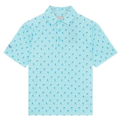 Callaway Junior Dolphin Print Golf Polo Shirt - Blue Radiance