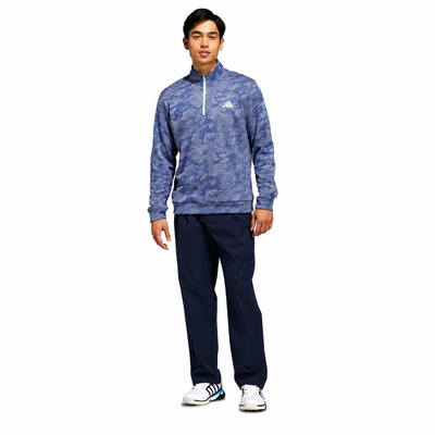 adidas Ultimate DWR 1/4 Zip Golf Sweater - Dual Indigo/Frozen Lemon - thumbnail image 4