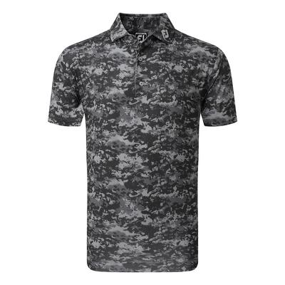 Footjoy Cloud Camo Lisle Mens Golf Polo Shirt - Black