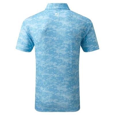 FootJoy Cloud Camo Lisle Golf Polo Shirt - True Blue - thumbnail image 2