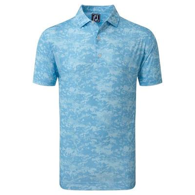 FootJoy Cloud Camo Lisle Golf Polo Shirt - True Blue