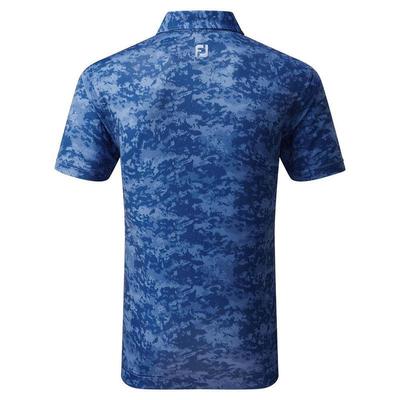 FootJoy Cloud Camo Lisle Golf Polo Shirt - Twilight Blue - thumbnail image 2