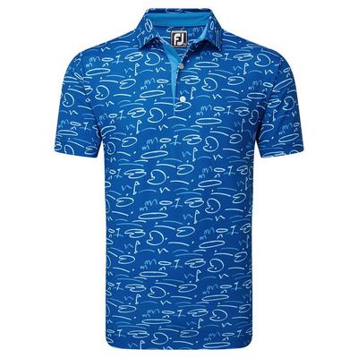 FootJoy Golf Course Doodle Pique Golf Polo - Deep Blue - thumbnail image 1