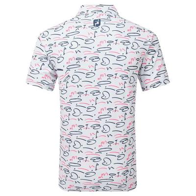 FootJoy Golf Course Doodle Pique Golf Polo - White - thumbnail image 2