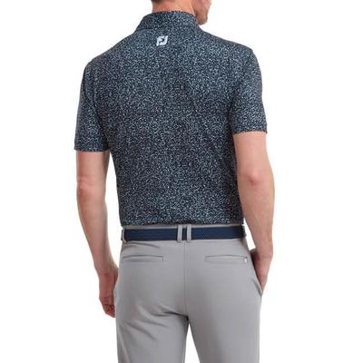 FootJoy Granite Print Lisle Golf Shirt - Navy - thumbnail image 4