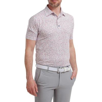 FootJoy Granite Print Lisle Golf Shirt - White/Red - thumbnail image 3