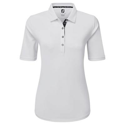 FootJoy Ladies Half-Sleeve Solid Pique Polo - White - thumbnail image 1