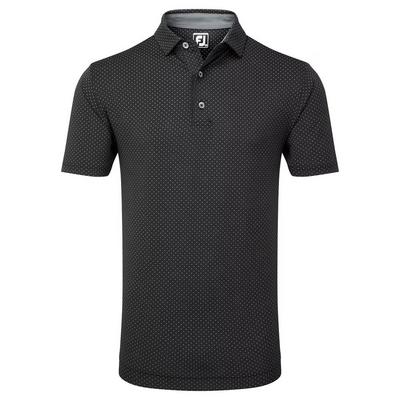 FootJoy Stretch Lisle Dot Print Golf Polo - Black