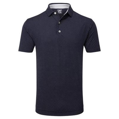 FootJoy Stretch Lisle Dot Print Golf Polo - Navy - thumbnail image 1