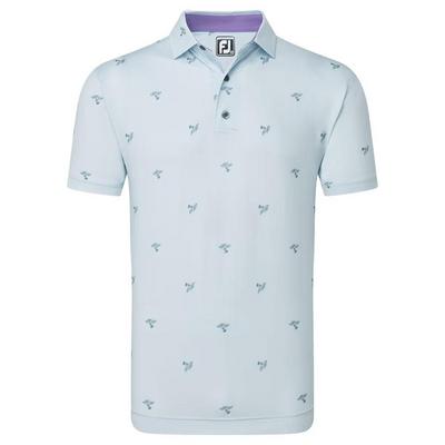 FootJoy Thistle Print Lisle Golf Polo - Mist - thumbnail image 1