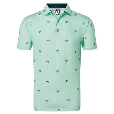 FootJoy Thistle Print Lisle Golf Polo - Sea Glass - thumbnail image 1