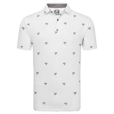 FootJoy Thistle Print Lisle Golf Polo - White