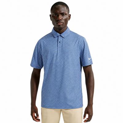 Nike Dri-Fit Velocity Floral Print Golf Polo Shirt - Work Blue/Navy/White