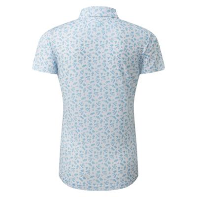 FootJoy Ladies Floral Print Lisle Golf Polo Shirt - White/Blue - thumbnail image 2