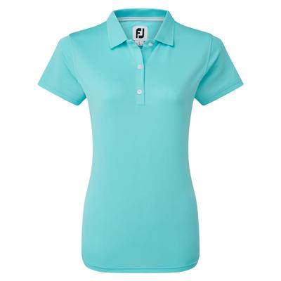 FootJoy Ladies Stretch Pique Solid Golf Polo Shirt - Aqua - thumbnail image 1