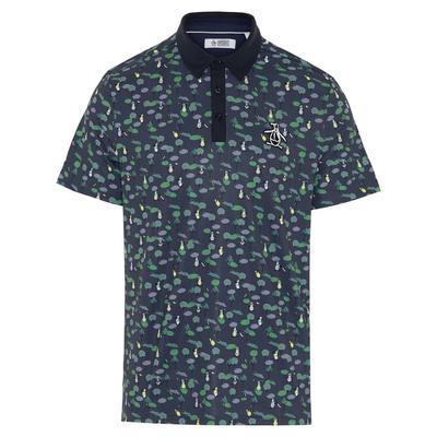 Original Penguin Pete N The Course Print Golf Polo - Black Iris - thumbnail image 1