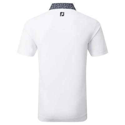 Footjoy Tossed Tulip Trim Pique Golf Polo Shirt - White/Navy - thumbnail image 2