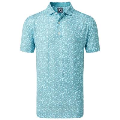 Footjoy Tossed Tulips Lisle Golf Polo Shirt - Maui Blue