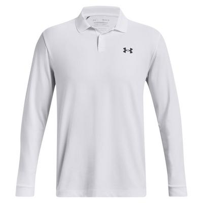 Under Armour UA Performance 3.0 Long Sleeve Golf Polo - White - thumbnail image 1