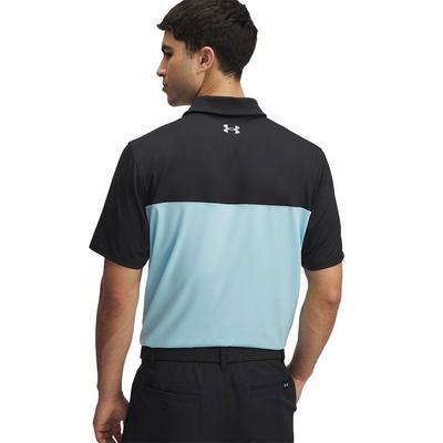 Under Armour UA Tee To Green Colour Block Polo - Black/Stream/White - thumbnail image 2