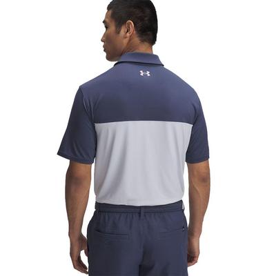 Under Armour UA Tee To Green Colour Block Polo - Downpour Gray/Halo Gray/Prime Pink - thumbnail image 2