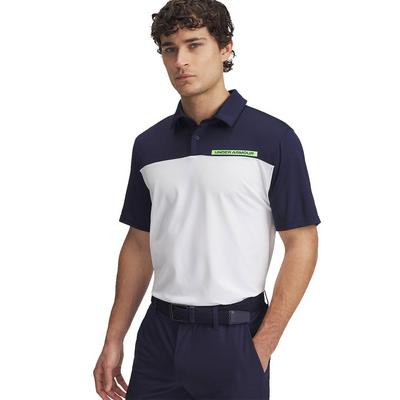 Under Armour UA Tee To Green Colour Block Polo - Midnight Navy/White/Cyber Green