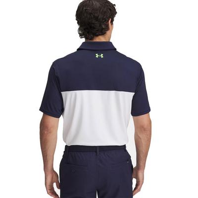 Under Armour UA Tee To Green Colour Block Polo - Midnight Navy/White/Cyber Green - thumbnail image 2