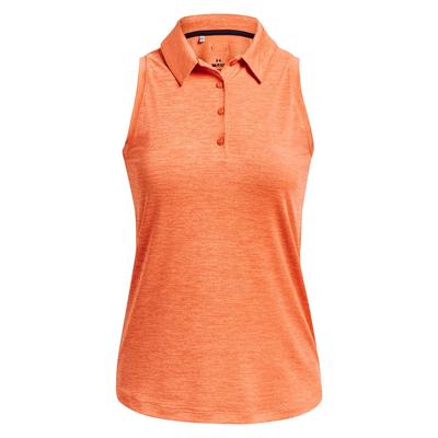 Under Armour Womens Playoff Sleeveless Golf Polo - Orange Blast - thumbnail image 1