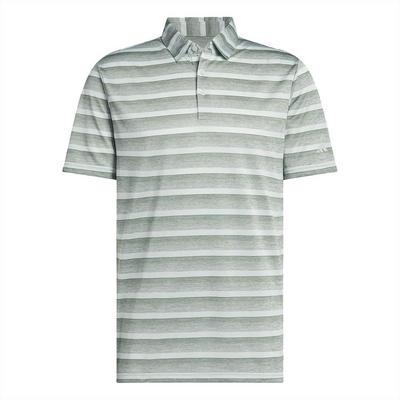 adidas 2 Colour Stripe Mens Golf Polo Shirt - Silver/Green