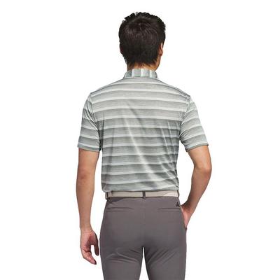 adidas 2 Colour Stripe Mens Golf Polo Shirt - Silver/Green - thumbnail image 3